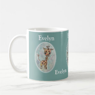 Cute Personalized Hand Painted Boho Giraffe Coffee Mug