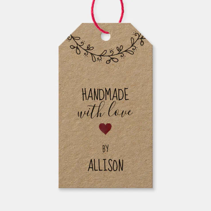 100 Handmade with love Kraft Paper  Tags Christmas Favor Gift Label Tags 