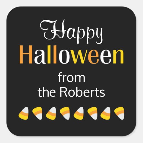 Cute Personalized Happy Halloween Candy Favor Square Sticker