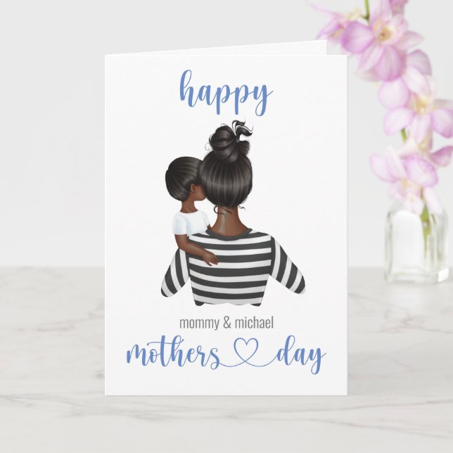 Cute Personalized Happy Mothers Day From Son Card (Orchid)