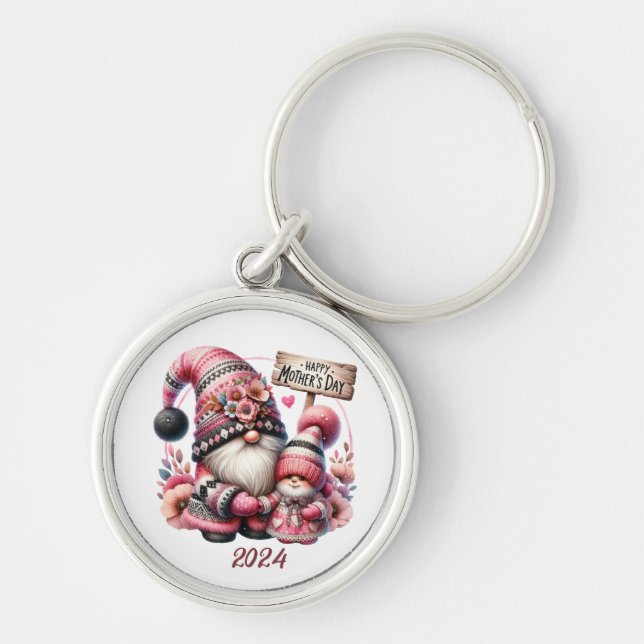 Cute Personalized Happy Mother's Day/ Gnome Keychain (Front)