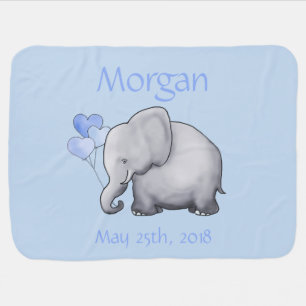 Cute Personalized Heart Balloons Elephant Baby Swaddle Blanket