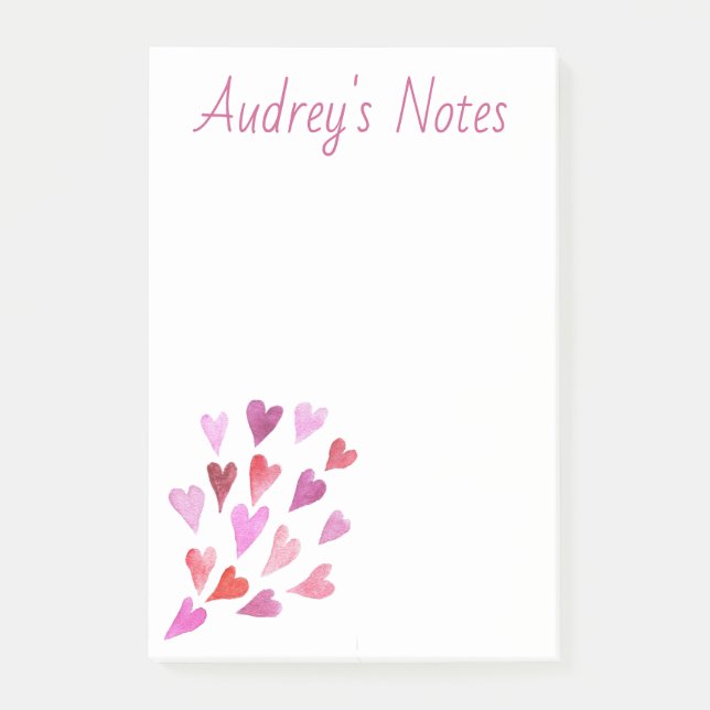 Cute Personalized Hearts Post-it Notes (Front)