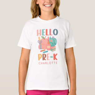 Cute Personalized Hello Pre K Back to school Kids T-Shirt