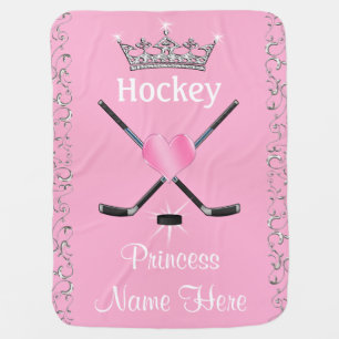 Cute Personalized Hockey Princess Baby Blanket