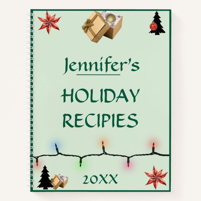 Cute Personalized Holiday Recipies Notebook (Front)