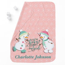 Cute Personalized Holiday Snowmen Receiving Blanket