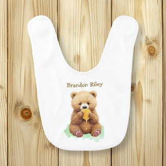Cute Personalized Honey Bear Baby Bib