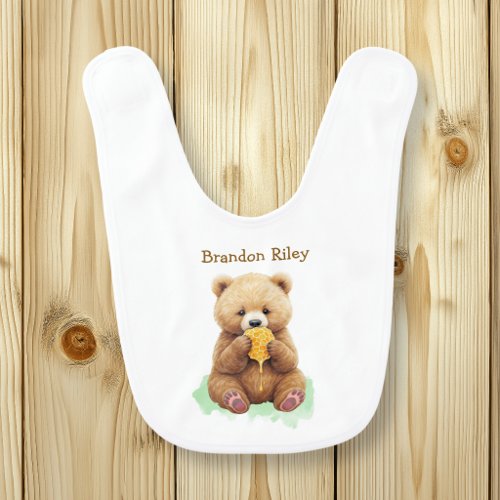 Cute Personalized Honey Bear  Baby Bib
