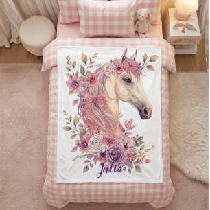 Cute Personalized horse blanket for girls