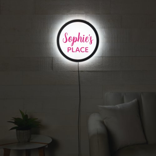 Cute Personalized Hot Pink Fuschia Business LED Sign