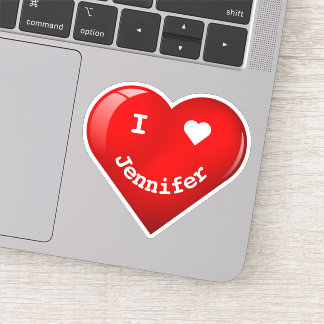 Cute Personalized I Heart Happy Face Heart Sticker