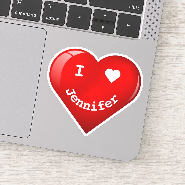 Cute Personalized I Heart Happy Face Heart Sticker (Detail)