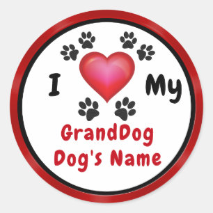 Cute Personalized I Love My GrandDog Stickers