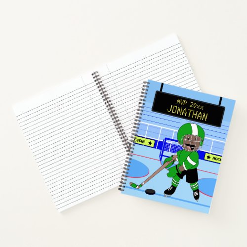 Cute Personalized Ice Hockey star gr Notebook