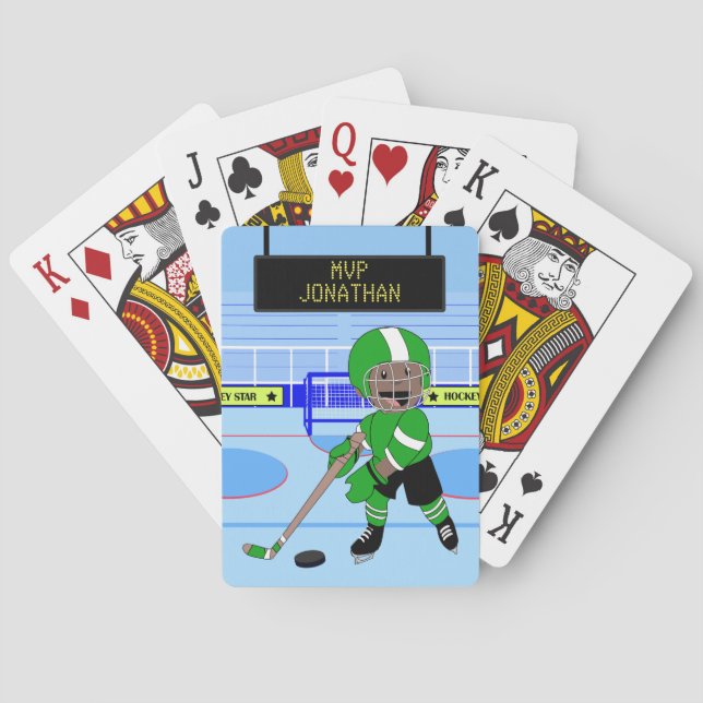 Cute Personalized Ice Hockey star Poker Cards (Back)