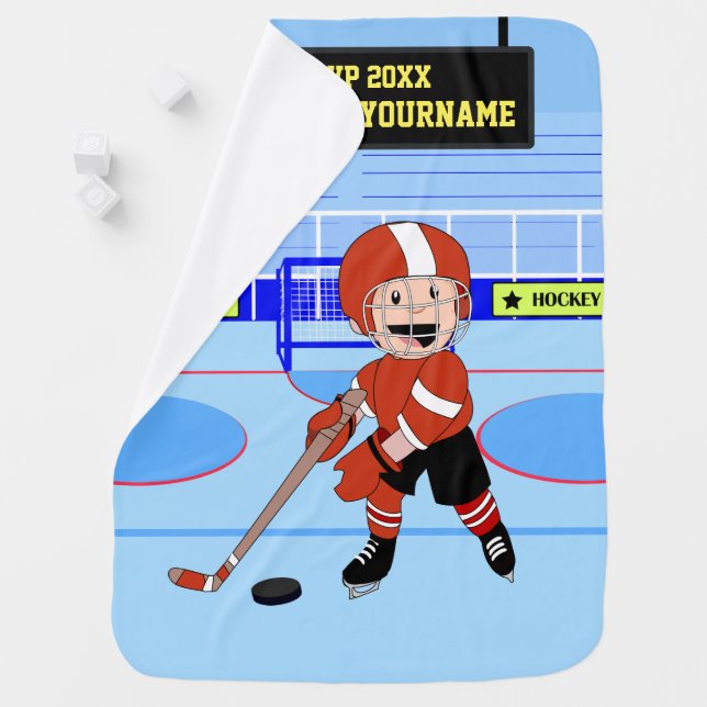 Cute Personalized Ice Hockey star rw Baby Blanket (In Situ)