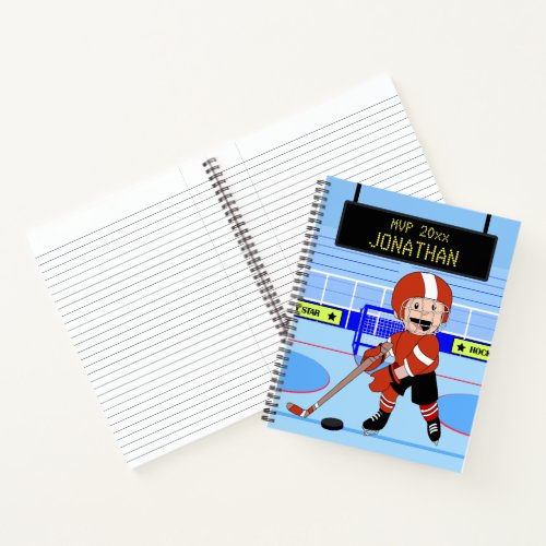 Cute Personalized Ice Hockey star rw Notebook