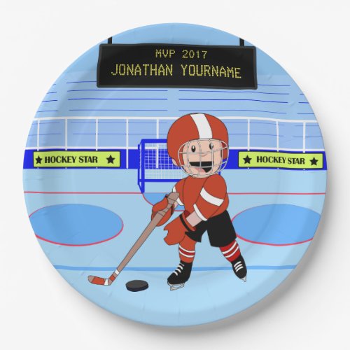 Cute Personalized Ice Hockey star RW Paper Plates
