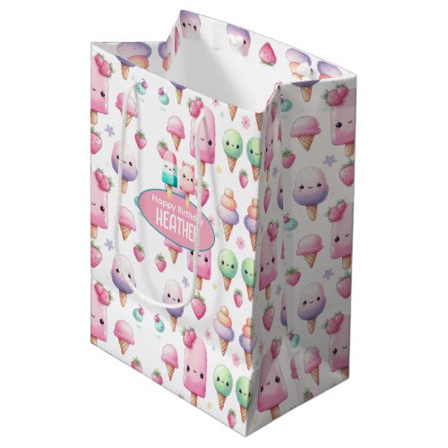 Cute Personalized IcePop Summer Birthday Girls Medium Gift Bag