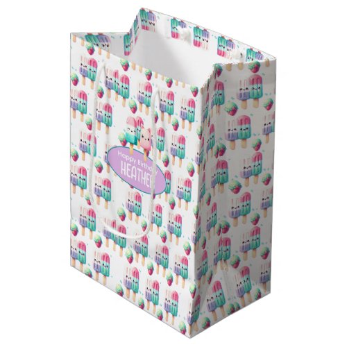 Cute Personalized IcePop Summer Birthday Girls Medium Gift Bag