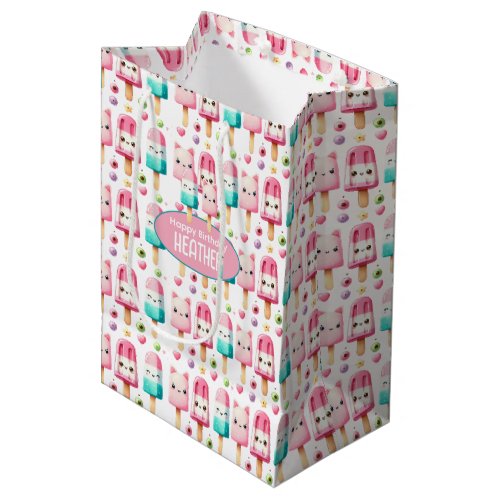 Cute Personalized IcePop Summer Birthday Girls Medium Gift Bag