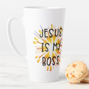 Cute Personalized ★ JESUS IS MY BOSS ★ Religious Latte Mug