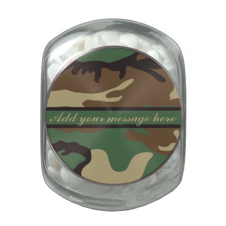 Cute Personalized Jungle Camouflage Glass Jar