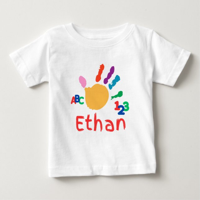 Cute Personalized Kid's ABC Hand Paint 123 Baby T-Shirt (Front)
