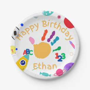 Cute Personalized Kid's ABC Hand Paint 123 HB Paper Plates