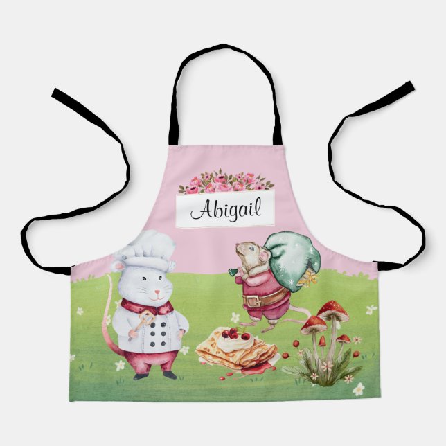 Cute Personalized Kids Apron with Name (Front)