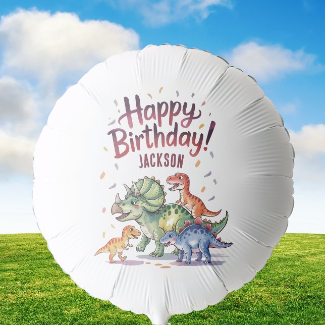 Cute Personalized Kids Dinosaur Birthday Balloon (Creator Uploaded)