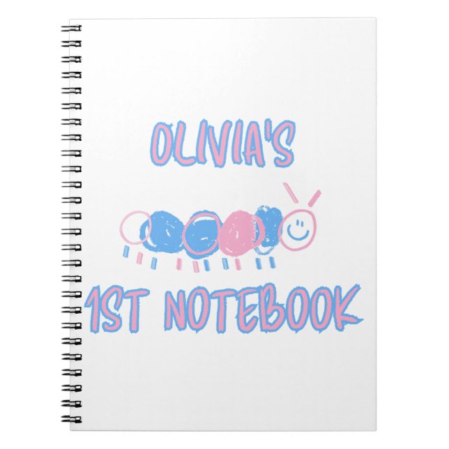 Cute Personalized Kids Doodle Worm Drawing Notebook (Front)