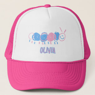 Cute Personalized Kids Doodle Worm Drawing Trucker Hat