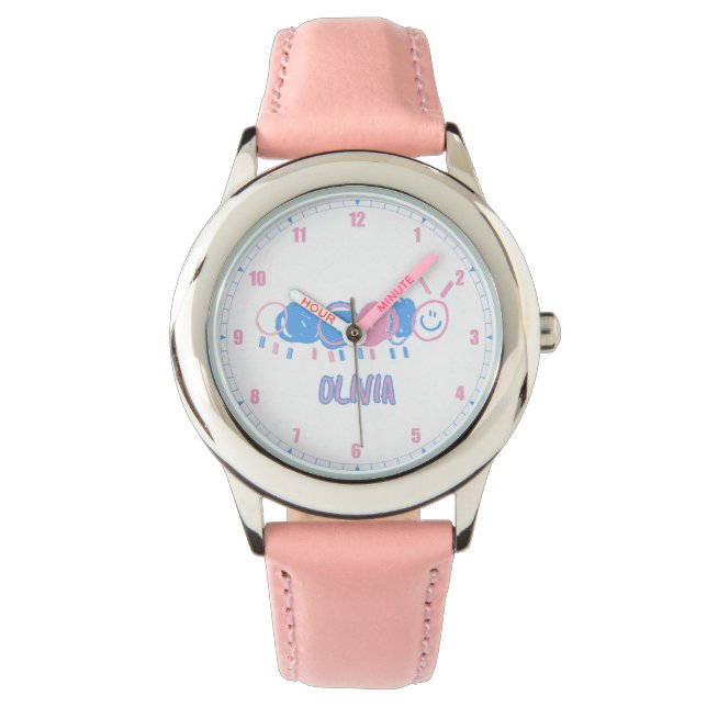 Cute Personalized Kids Doodle Worm Drawing  Watch (Front)