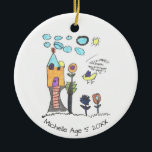 Cute Personalized Kids Drawing Christmas Tree Ceramic Ornament<br><div class="desc">Display your child's actual drawing on the Christmas Ornament on the front and a photo at the back. Its a great tradition you can start for your Personalized Christmas Tree Ornaments. You can also customize it with their handwritten notes as well. Simply take a photo of the kid's artwork or...</div>