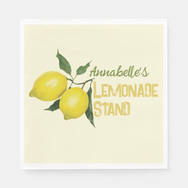 Cute Personalized Kids Lemonade Stand  Napkins (Front)