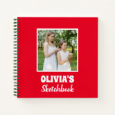 Personalized Pink Glitter Artist Sketchbook Notebook