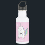 Cute Personalized Kids Unicorn  Stainless Steel Water Bottle<br><div class="desc">NewParkLane - Cute personalized water bottle for kids,  with a sweet unicorn,  against a soft pink background (colour can be altered). Add your name or other text in the easy to use text template.

Who can resist that sweet face?</div>