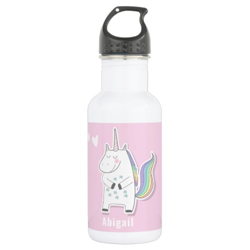 Cute Personalized Kids Unicorn  Stainless Steel Water Bottle