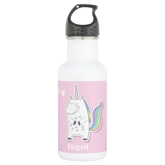 Cute Personalized Kids Unicorn Stainless Steel Water Bottle | Zazzle