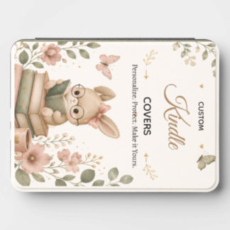 Cute Personalized Kindle Cover | Floral Bunny Book