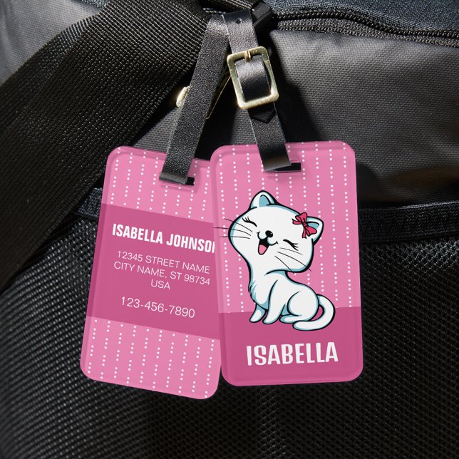 Cute Personalized Kitty Cat Luggage Tag (Creator Uploaded)