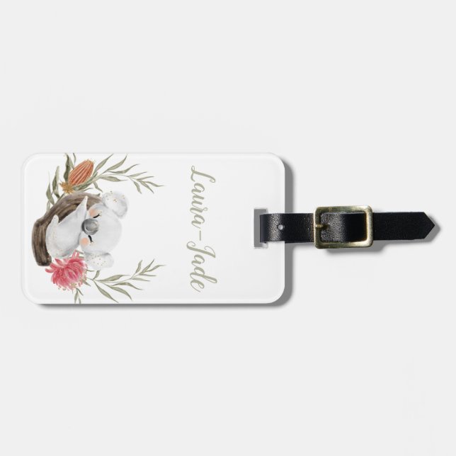 Cute Personalized Koala Luggage Tag (Front Horizontal)