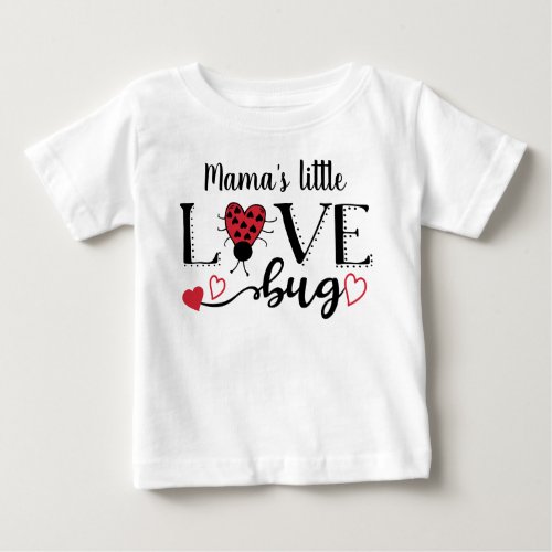 Cute Personalized Ladybug Red Heart Valentine Kids Baby T_Shirt