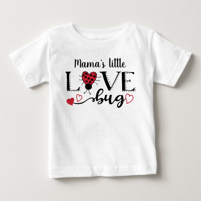 Cute Personalized Ladybug Red Heart Valentine Kids Baby T-Shirt (Front)