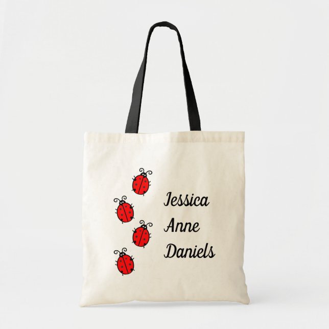 Cute personalized ladybug tote bag (Front)