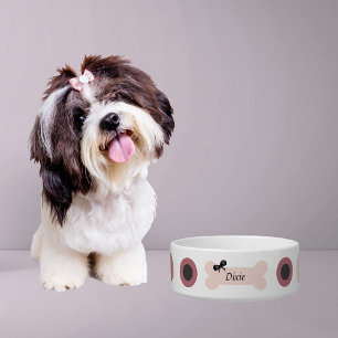 Cute Personalized Large Polka Dotted Pink Dog Bowl