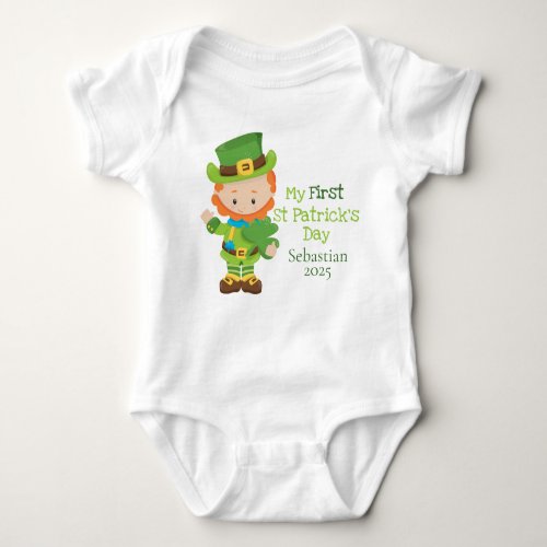 Cute Personalized Leprechaun First St Patricks Day Baby Bodysuit