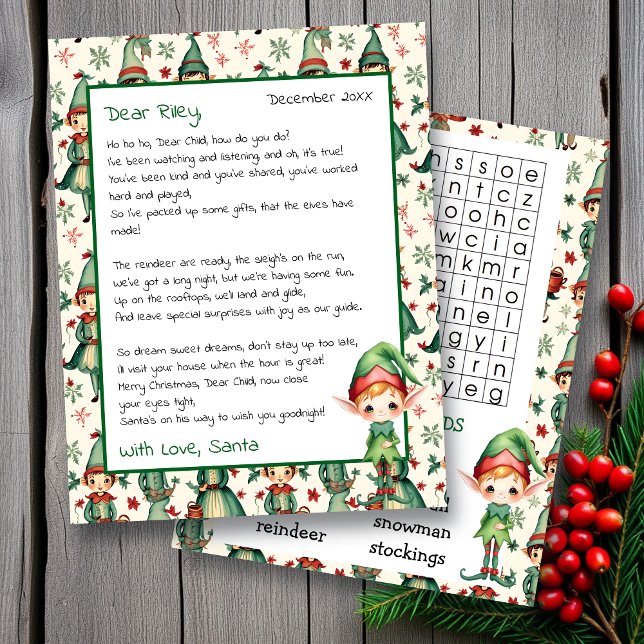Cute Personalized Letter from Santa | Word Search (Creator Uploaded)